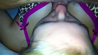 Slut sucking dick like the sloppy ho she is loving every second of it