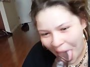 She loves gasping on his meaty huge cock