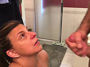 Wife deepthroating cock to avoid paying the house painters